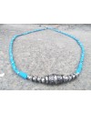 Alphabey's Silver Oxidise Resin Necklace For Women
